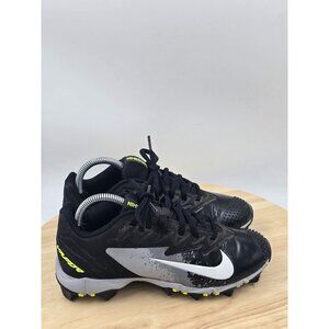 Nike Kids Black and Silver Cleats with Yellow Accents
